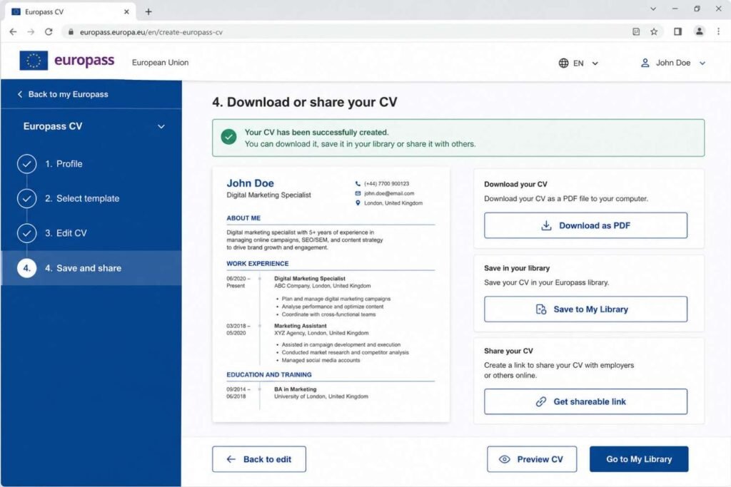Europass CV Download