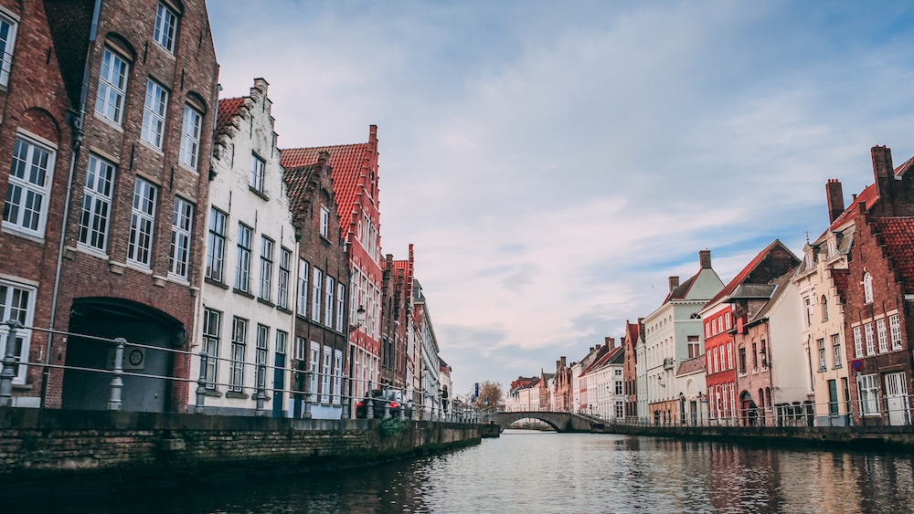 A low angle shot of Brugge, Bruges Belgium