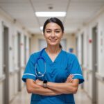nurse-hospital-hallway-smiling-camera